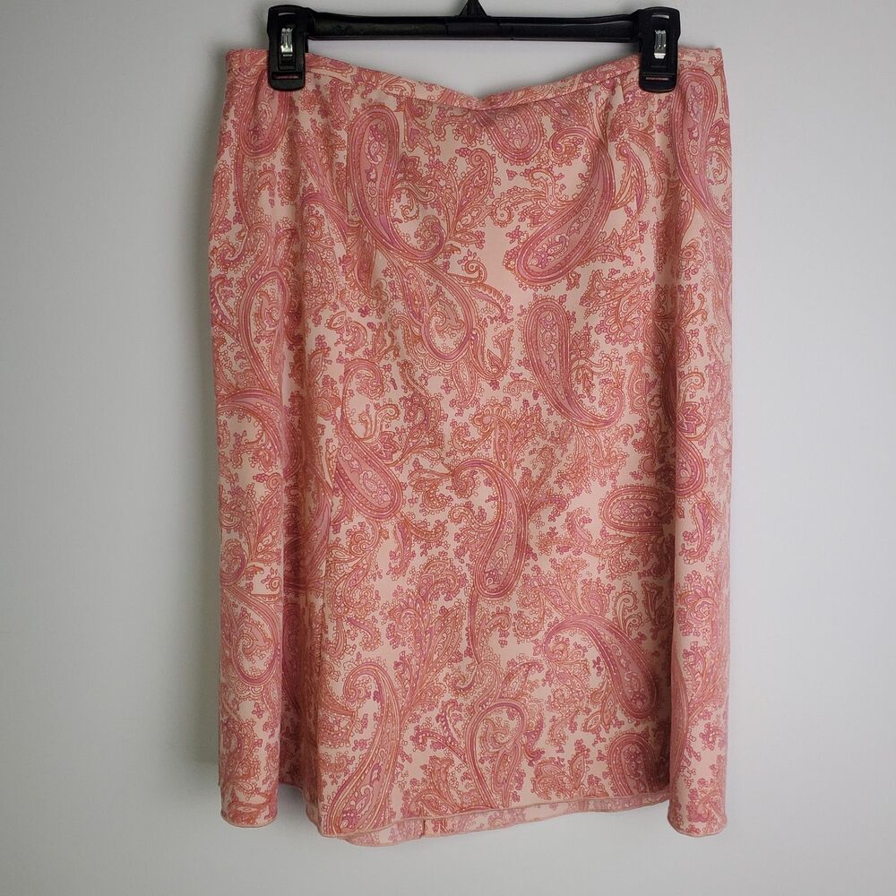 Vintage Pink Paisley Printed Midi Skirt Size 12